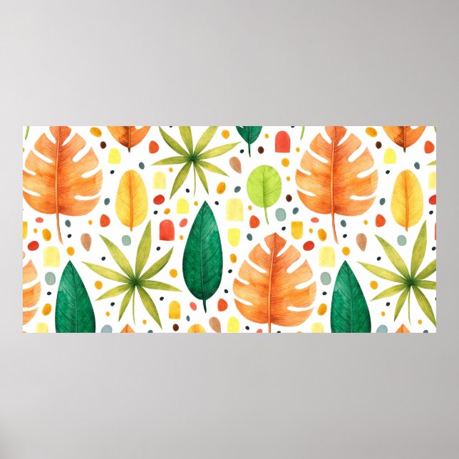 Affiche Motif sans couture avec des plantes tropicales déc (Devant)