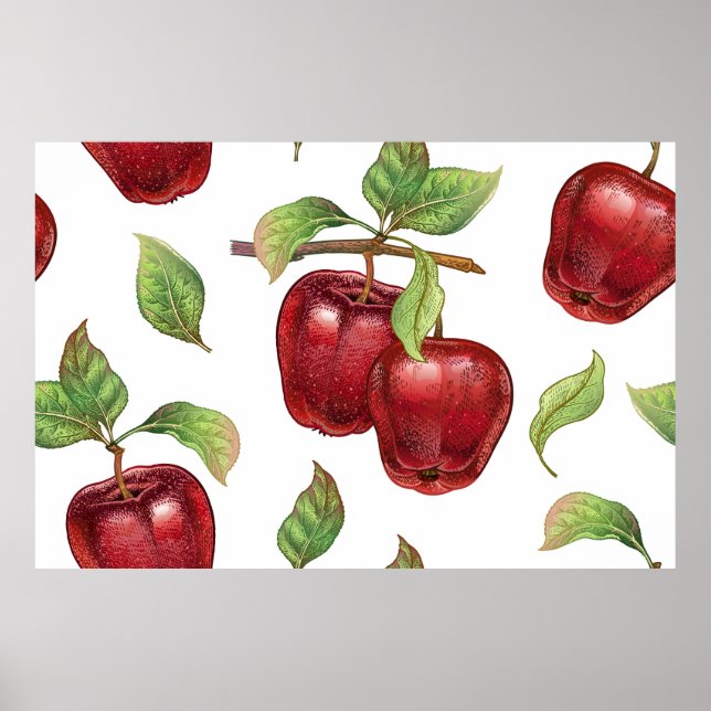 Affiche Motif sans couture avec des pommes rouges. vinique (Devant)