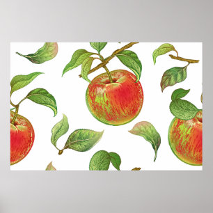 Affiche Motif sans couture avec des pommes rouges. vinique