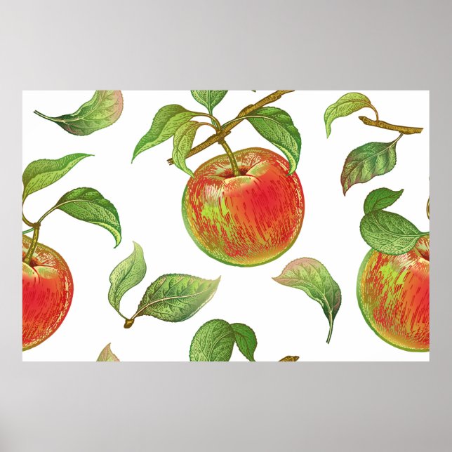 Affiche Motif sans couture avec des pommes rouges. vinique (Devant)