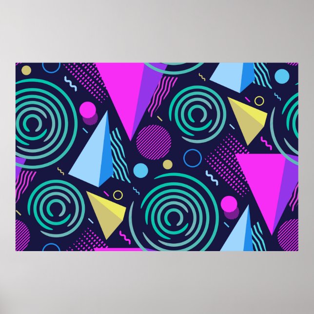 Affiche Motif sans couture avec différents types géométriq (Devant)