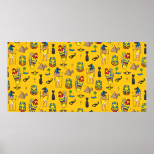 Affiche Motif sans couture avec éléments égyptiens tels qu