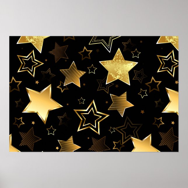 Affiche Motif sans couture avec étoiles d'or (Devant)