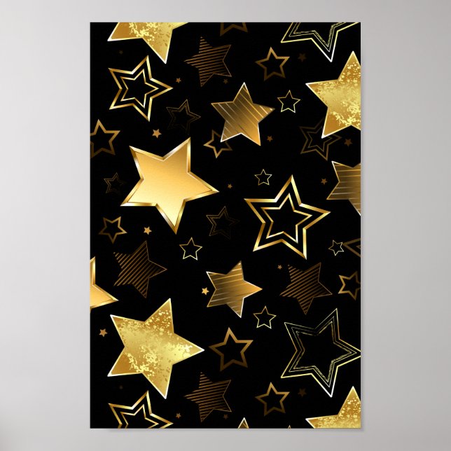 Affiche Motif sans couture avec étoiles d'or (Devant)