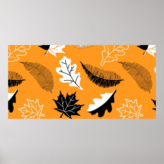 Affiche motif sans couture avec feuilles. Collection autom (Devant)
