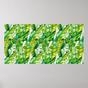 Affiche Motif sans couture avec feuilles de bananes tropic