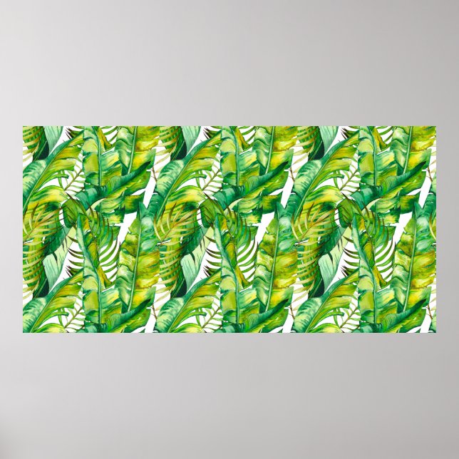 Affiche Motif sans couture avec feuilles de bananes tropic (Devant)