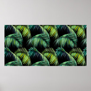 Affiche Motif sans couture avec feuilles de palmier tropic