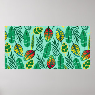 Affiche Motif sans couture avec feuilles tropicaux. L'art