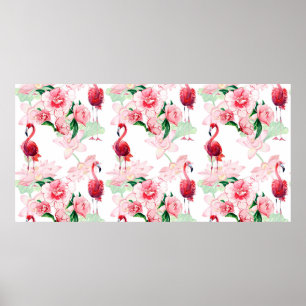 Affiche Motif sans couture avec flamant rose