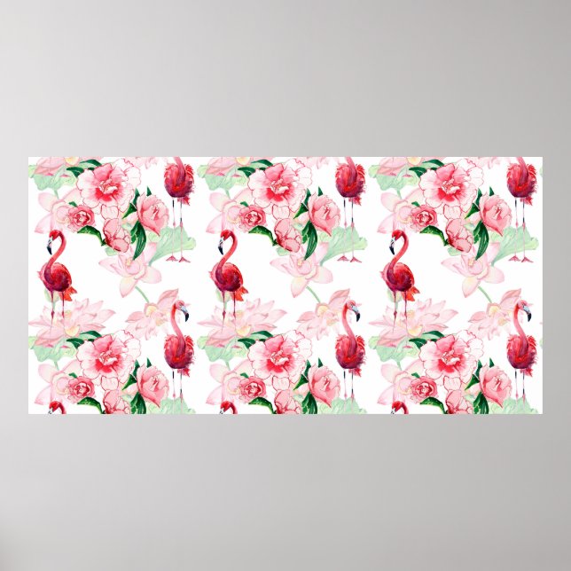 Affiche Motif sans couture avec flamant rose (Devant)