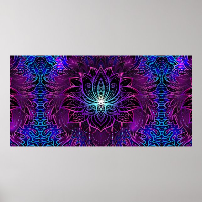 Affiche Motif sans couture avec fleur de Lotus ornée. Ayur (Devant)