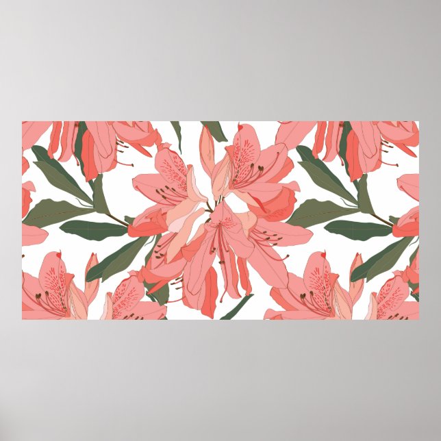 Affiche Motif sans couture avec fleur d'Oleander. Compe fl (Devant)