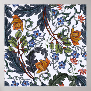 Affiche Motif sans couture avec fleurs dans le style art d