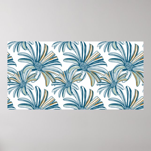 Affiche Motif sans couture avec fleurs de gerbera. retour  (Devant)