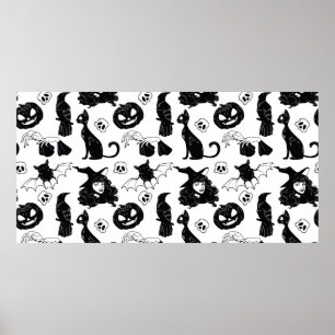 Affiche Motif sans couture avec Halloween joli main dessin