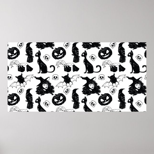 Affiche Motif sans couture avec Halloween joli main dessin (Devant)