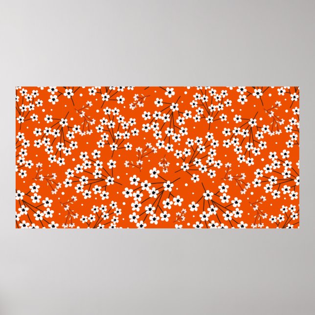 Affiche Motif sans couture avec petites fleurs blanches (Devant)