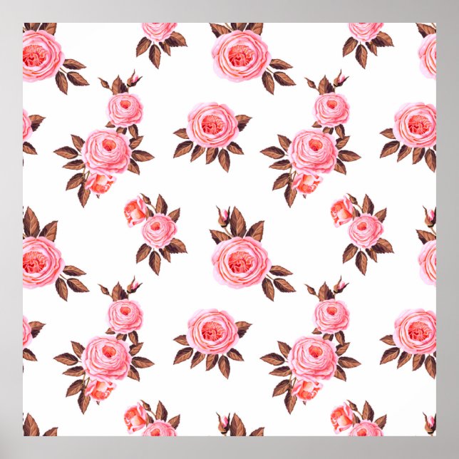 Affiche Motif sans couture avec rosesbeautiful, noir (Devant)