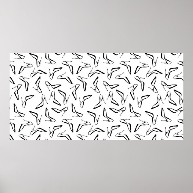 Affiche Motif sans couture avec talons hauts glamor chauss (Devant)