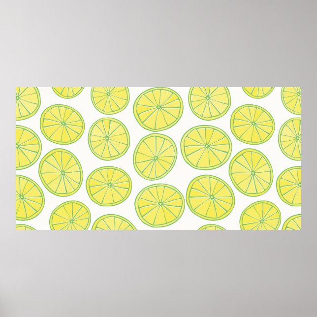 Affiche Motif sans couture avec tranches de citron jaune s (Devant)