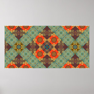 Affiche Motif sans couture avec tuiles portugaises en tala