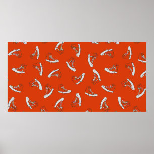 Affiche motif sans couture basket sur arrière - plan rouge