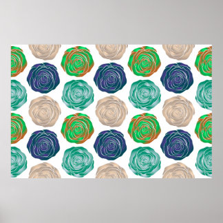 Affiche Motif sans couture beige, verte et violette.