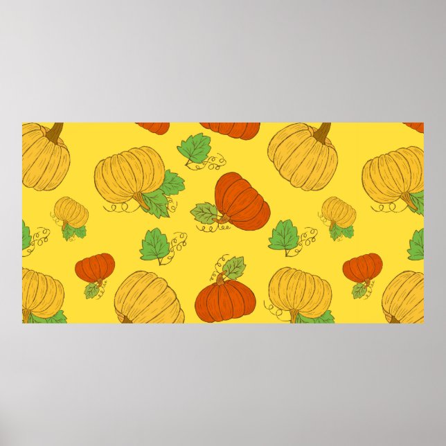 Affiche motif sans couture citrouille. Brosse à griffes à  (Devant)