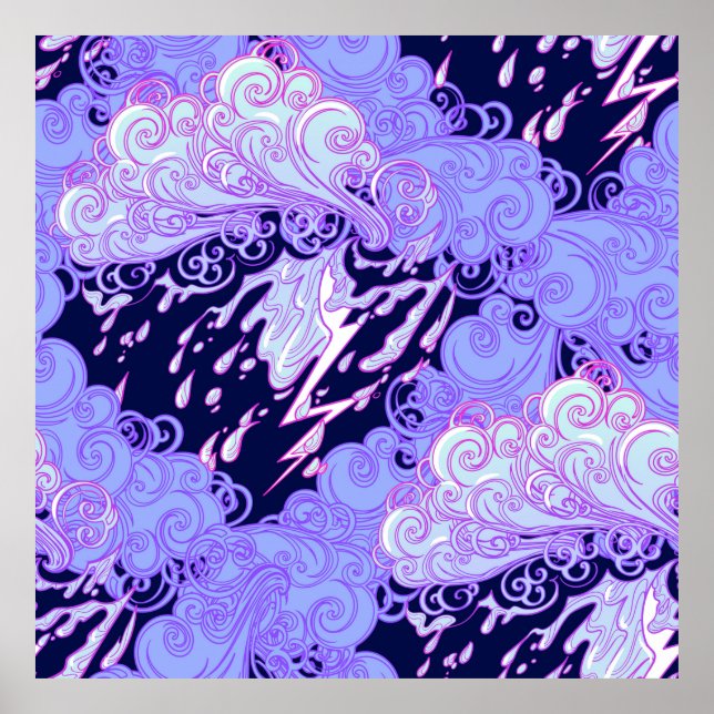 Affiche Motif sans couture. Clo décorative de style rétro (Devant)