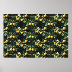 Affiche Motif sans couture d'arbre citronnier