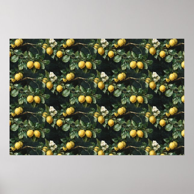 Affiche Motif sans couture d'arbre citronnier (Devant)