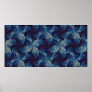Affiche Motif sans couture de cercles linéaires métallique