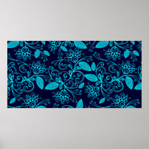 Affiche Motif sans couture de couleur bleue abstraite sur