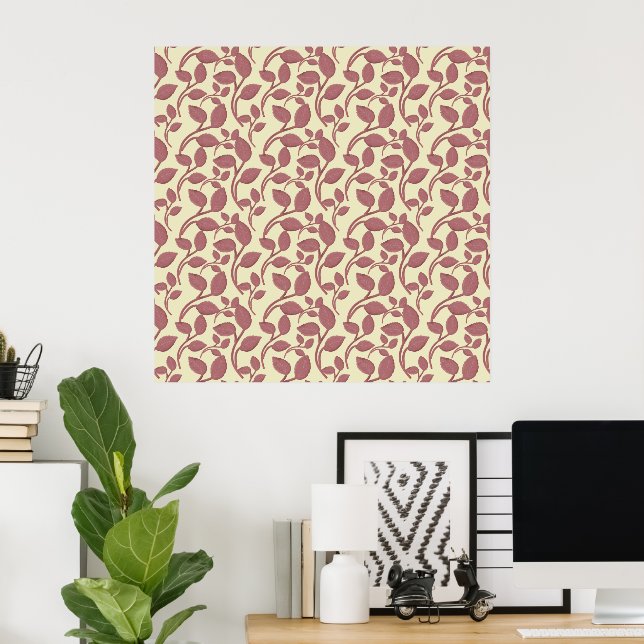 Affiche Motif sans couture de feuille minimal | Botanique  (Bureau à domicile)
