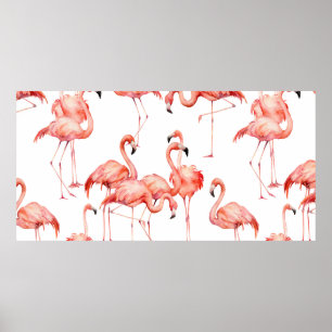 Affiche Motif sans couture de flamant à l'aquarelle. Peint