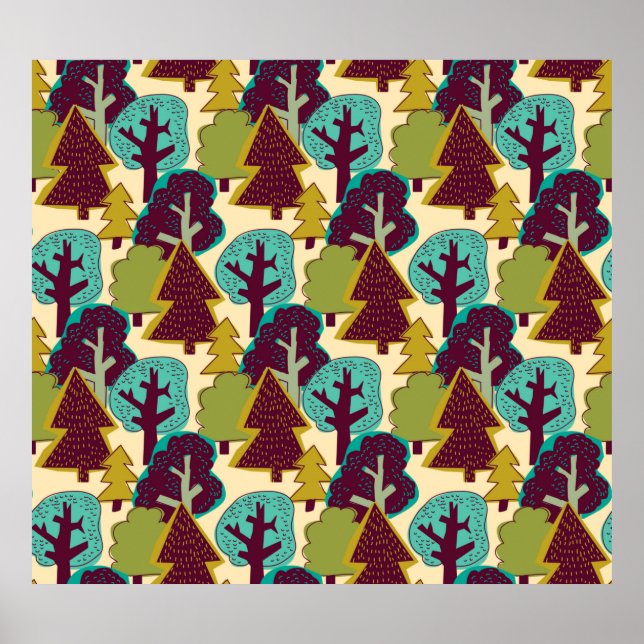 Affiche Motif sans couture de la couleur de la forêt. Pays (Devant)