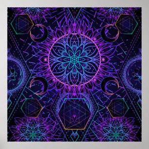 Affiche Motif sans couture de la Géométrie Sacrée. Symbole