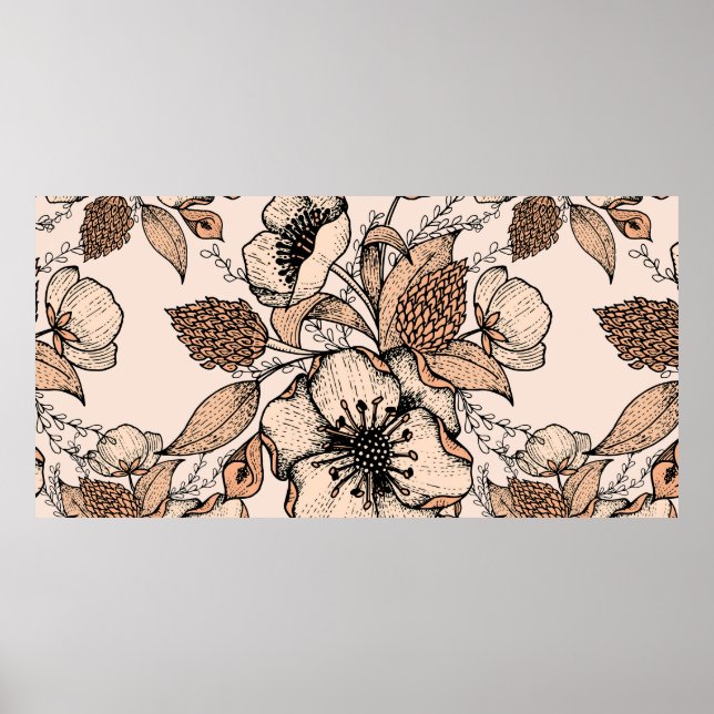 Affiche Motif sans couture de trait. Couleurs claires. Vin (Devant)