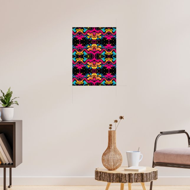 Affiche Motif sans couture de vague psychédélique néon (Salon 3)
