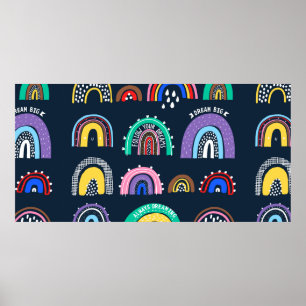 Affiche Motif sans couture décorative avec fleur de fraise