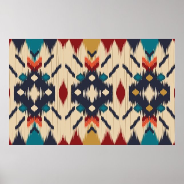 Affiche Motif sans couture ethnique tribal coloré (Devant)
