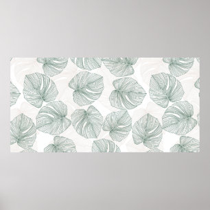 Affiche Motif sans couture feuille Monstera. Motif tropica