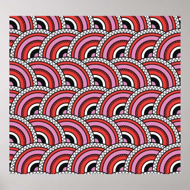 Affiche Motif sans couture géométrique rétro (Devant)