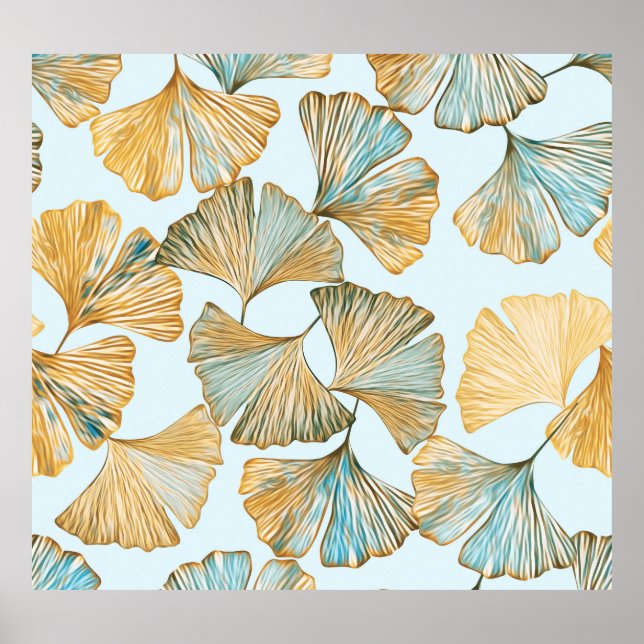 Affiche Motif sans couture Gingko Feuille (Devant)