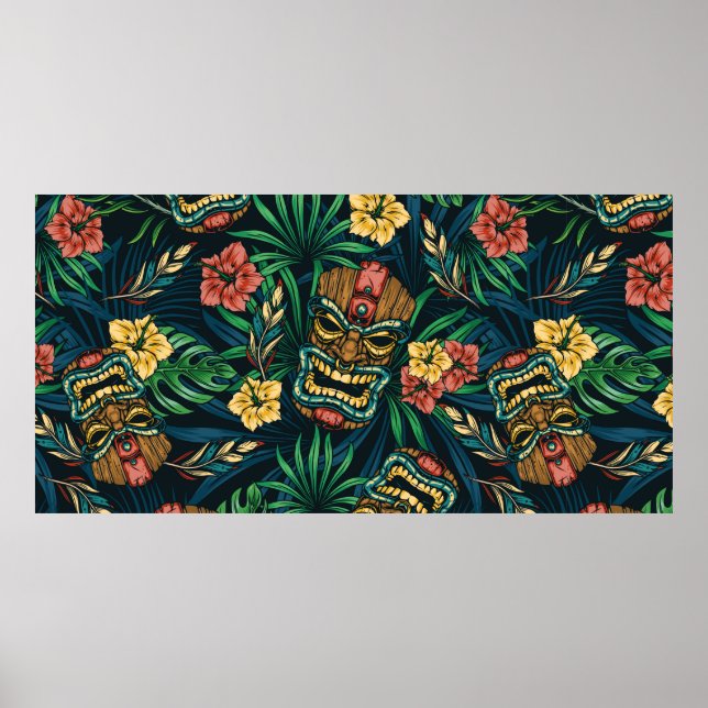 Affiche Motif sans couture Hawaiian tropical avec t (Devant)