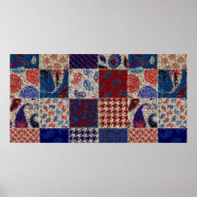 Affiche Motif sans couture. Imitation d'un motif de patchw (Devant)