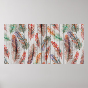 Affiche motif sans couture modèle avec plumes de couleur.