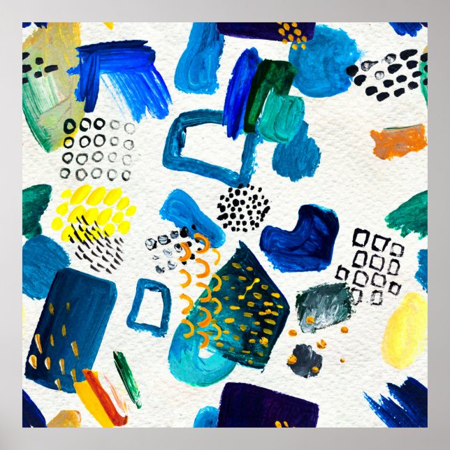 Affiche Motif sans couture réalisé avec des coups de peint (Devant)