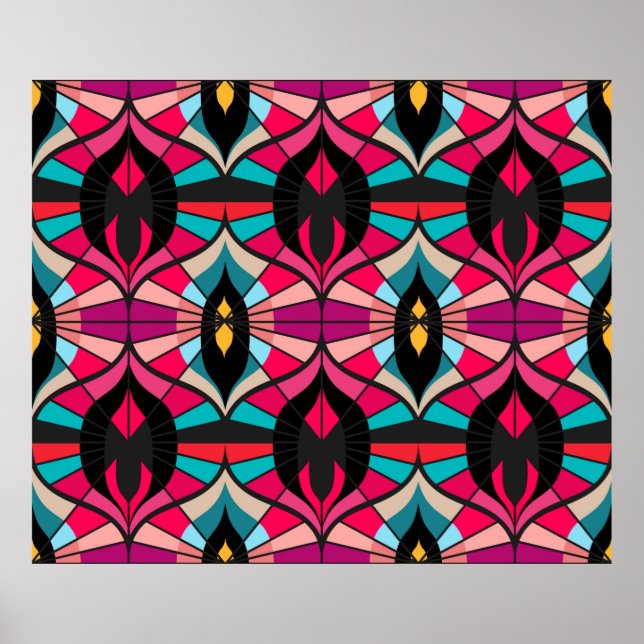 Affiche Motif sans couture rétro dans le style des années  (Devant)